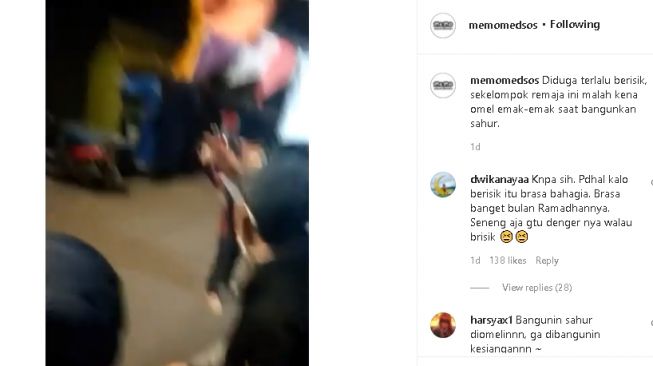 Wanita ngomel ke anak-anak yang bangunkan sahur (instagram/@memomedsos)