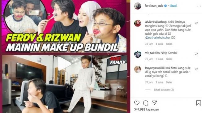 Unggahan akun Sule diserbu netizen  tanya soal Nathalie Holscher (Instagram)