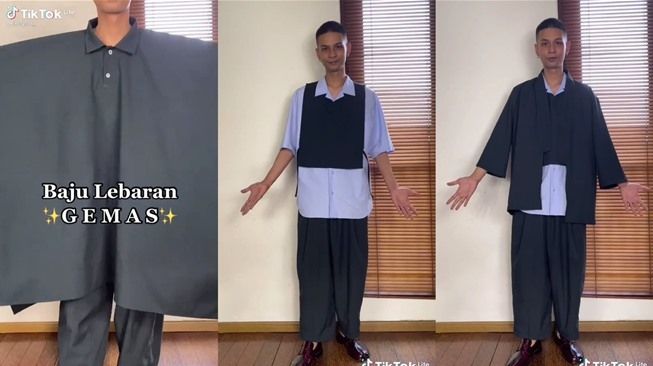 Viral baju Lebaran gemas ala fashion inflencer Alessandro Georgie. (TikTok/@alegeor_)