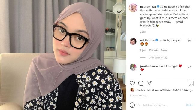 Putri Delina menulis soal kebenaran, dan membuat warganet menduga tulisan itu untuk rumah tangga sang ayah, Sule dan Nathalie Holscher. [Instagram]