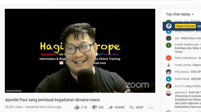 Jozeph Paul Zhang.[YouTube/Hagios Europe]