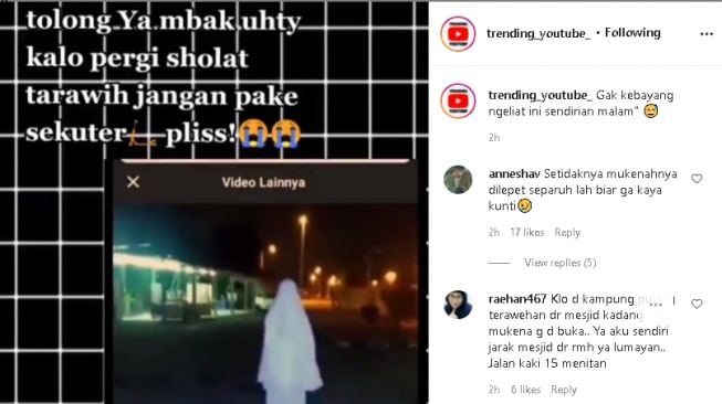 Wanita berangkat tarawih naik skuter (instagram.com/@trending_youtube_)