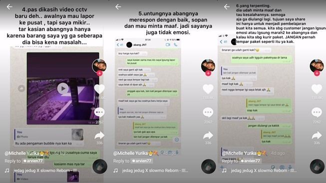 Cek CCTV karena Paketannya Pecah, Wanita Ini Syok Lihat Kelakuan Kurir. (TikTok/@michelleyurikaa)