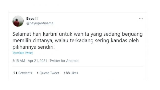 Ucapan selamat hari Kartini. [Twitter]