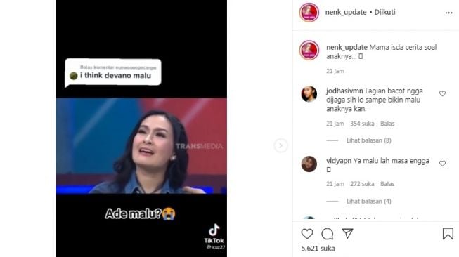 Unggahan soal Iis Dahlia [Instagram/@nenk_update]