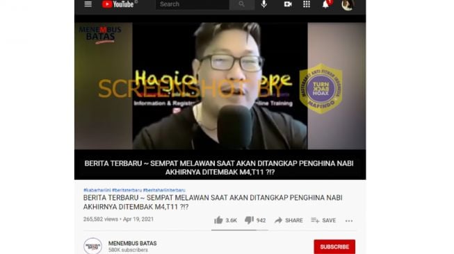 Cek fakta penhina nabi ditembak mati saat akan ditangkap karena melawan (turnbackhoax.id)