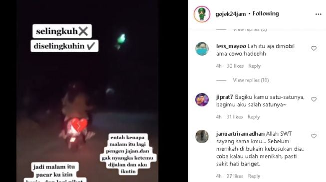 Kisah wanita dikhianati pacar (instagram.com/@gojek24jam)