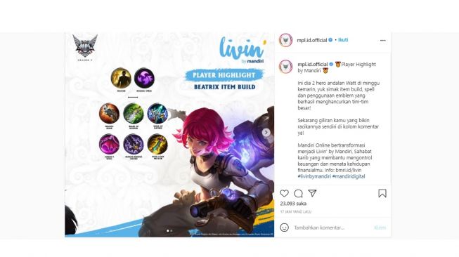 di Mobile Legends Versi Genflix Watt. [Instagram]