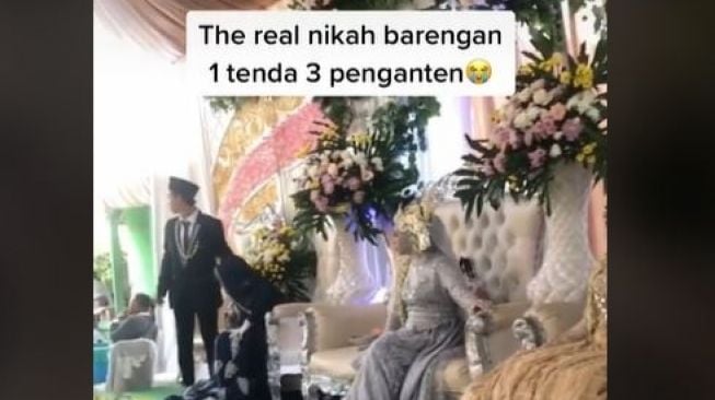 Viral Menikah Satu Tenda Tiga Pengantin, Publik: Tamunya Nggak Bingung?