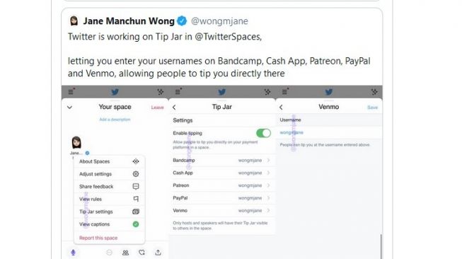 Opsi pembayaran yang dihadirkan adalah Bandcamp, Cash App, Patreon, PayPal, dan Venmo [The Verge].