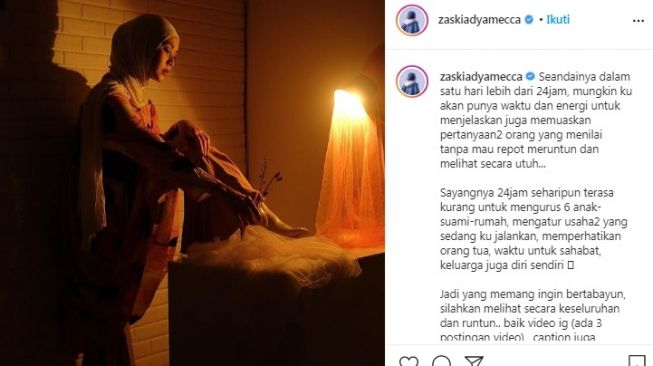 Unggahan Zaskia Adya Mecca [Instagram/@zaskiadyamecca]