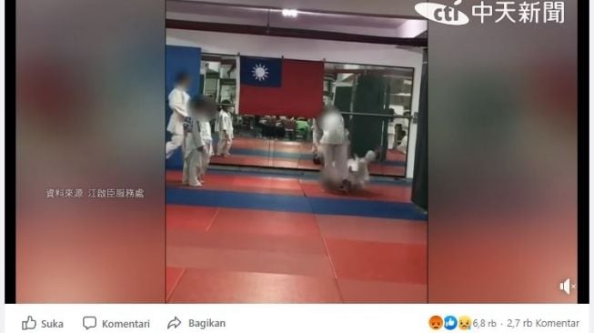 Bocah dibanting saat latihan judo. (Facebook/52 News)