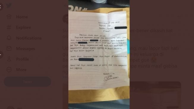 Kehilangan dompet dan terima paket isinya tak terduga. [Twitter]