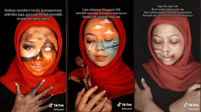 Viral Wanita Buat Lukisan Wajah Indonesia di Awal Tahun 2021 (tiktok.com/fikaazhr)