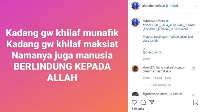 Unggahan Aldi Taher [Instagram/@alditaher.official]