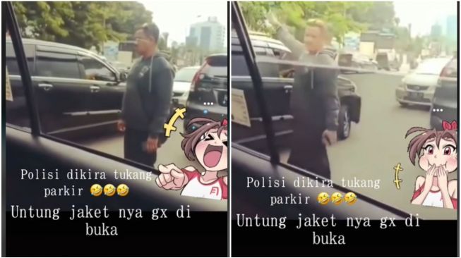 Viral Momen Kocak Polisi Dikira Tukang Parkir, Temannya Ngakak Puas