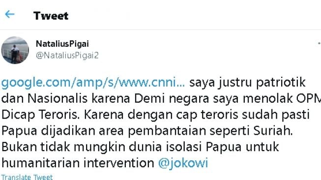 Cuitan Natalius Pigai soal OPM (twitter.com/@NataliusPigai2)