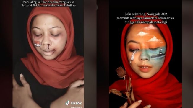 Penuh Duka, Viral Wanita Buat Lukisan Wajah Indonesia di Awal Tahun 2021
