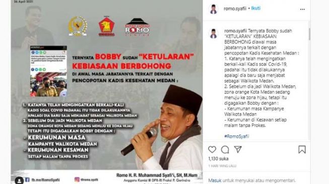 Tangkapan layar instagram Romo Syafi'i. [Ist]