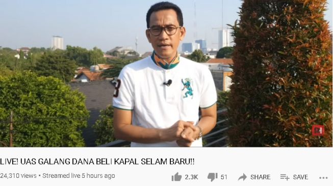 Refly Harun tanggapi UAS galang donasi untuk beli kapal selam baru (youtube.com/ReflyHarun)