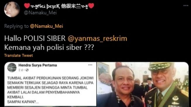 Heboh Pria Sebut Jokowi Pakai Ilmu Dukun. (Twitter/@Namaku_Mei)