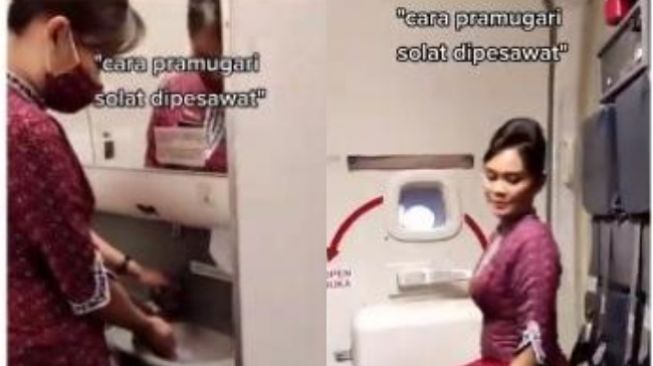 Viral Video Pramugari Salat di Pesawat, Cara Wudhu Jadi Sorotan Publik