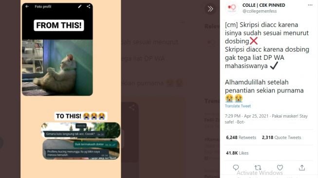 Skripsi diterima alasannya tak terduga. [Twitter]