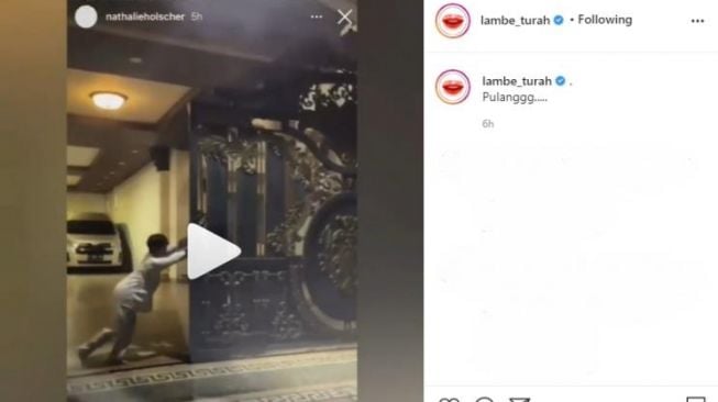 Nathalie Holscher rekam detik-detik kepulangannya ke rumah Sule. [Instagram/nathalieholscher]