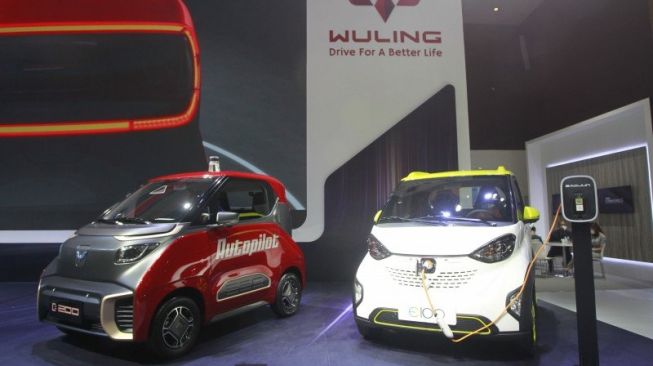 Microcar Wuling yang hadir dalam IIMS Hybrid 2021 [Wuling via ANTARA].