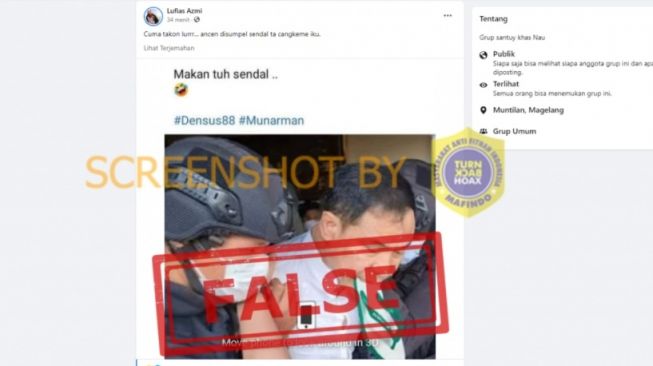 CEK FAKTA: Benarkah Munarman Gigit Sandal saat Ditangkap Densus 88?