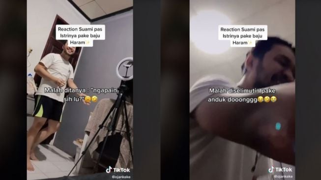 Istri Pakai Baju Haram, Reaksi Pria Ini Malah Bikin Ngakak (tiktok.com/@ojankeke)