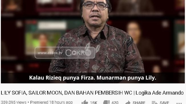 Ade Armando bicara soal Munarman (youtube.com/CokroTv)