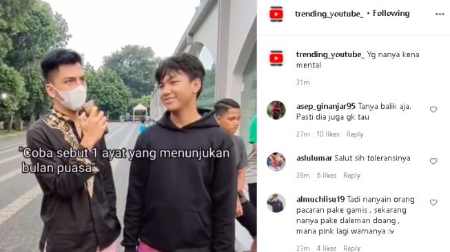 Tanya jawab 2 pemuda soal bulan Ramadan (instagram.com/@trending_youtube_)