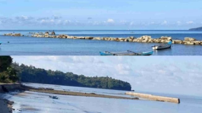 Proyek Pemecah Ombak di Buton Selatan Ambruk Dihantam Ombak