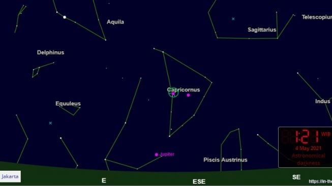 Pendekatan Bulan dan Saturnus Mei 2021. [In the Sky]