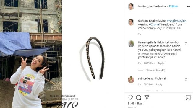 Harga Bando Nagita Slavina. (Instagram/@fashion_nagitaslavina)