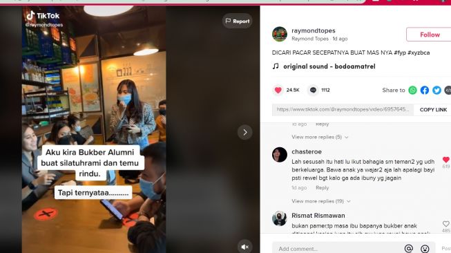 Bukber Alumni Malah Jadi Ajang Pamer Anak (TikTok/Raymondtopes)