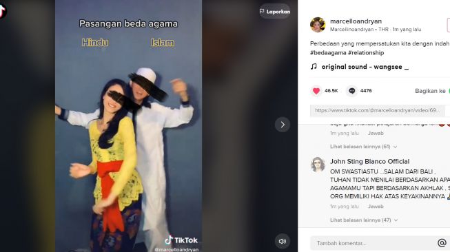 Pasangan Islam-Hindu Joget TikTok Pake Atribut Agama (TikTok/Marcelloandryan)