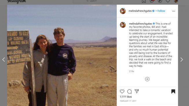 Mengenang momen liburan romantis Bill Gates dan Melinda. (Instagram/@melindafrenchgates)