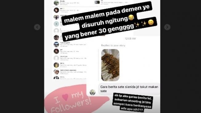 Postingan Marsha Aruan disinggung sate sianida. (Instagram)