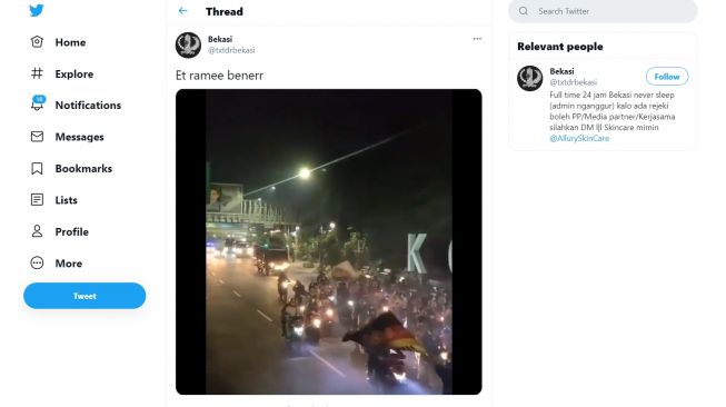 Viral Pawai Diduga Sahur On The Road, Buat Keributan (Twitter/Txtdrbekasi)