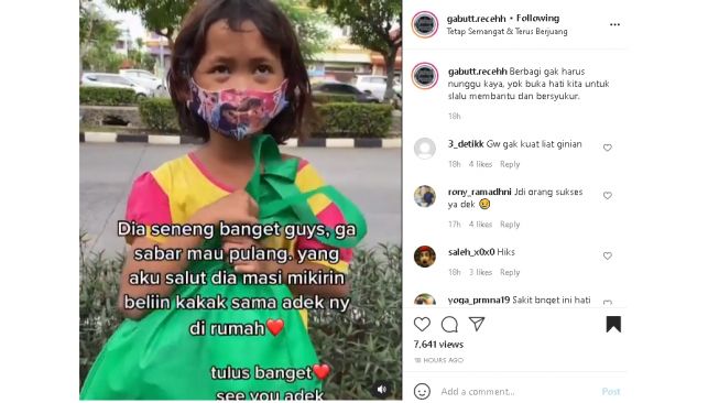 Gadis kecil ketiban rezeki saat memulung (instagram.com/@gabutt.recehh)
