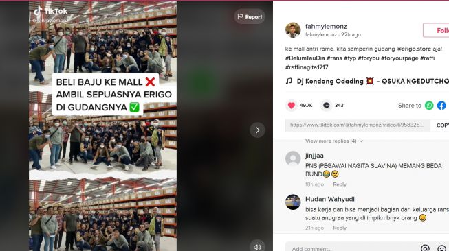 Pegawai RANS Makmur, Publik Ingin Jadi PNS: Pegawai Nagita Slavina (TikTok/Fahmylemonz)