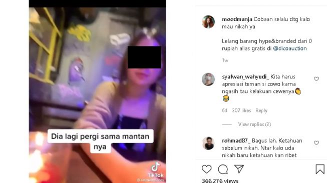 Wanita minta agar tak ditinggalkan pacarnya (instagram.com/@moodmanja)