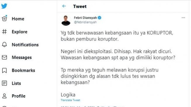 Cuitan Febri Diansyah [Twitter]