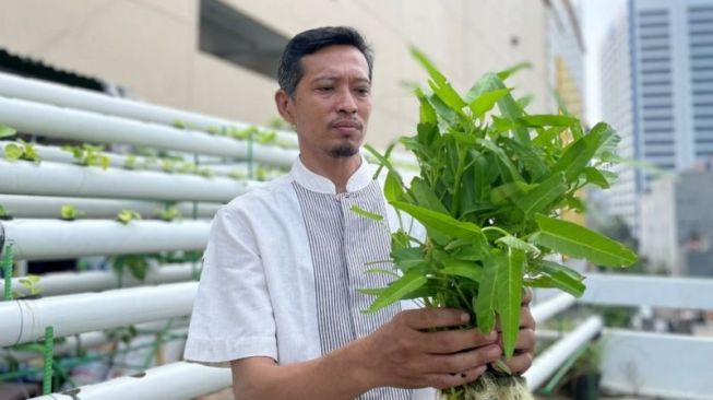bertani di kubah Masjid Jami Baitussalam (BBC)