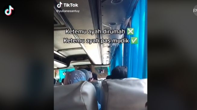 Kisah anak dan bapak mudik bareng beda kendaraan (tiktok.com/@yulianesantuy)