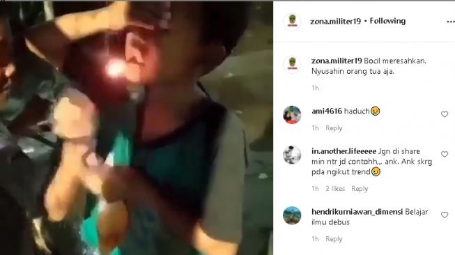 Aksi berbahaya bocah saat main petasan (instagram.com/@mimi.julid)