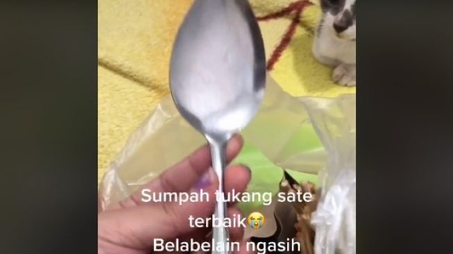 Pembeli dapat hadiah dari tukang sate. (TikTok)