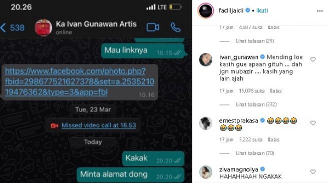 Ivan Gunawan tolak hampers Fadil Jaidi. (Instagram/@fadiljaidi)